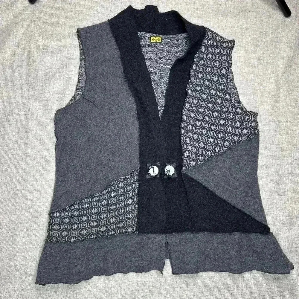 Woolflower Vest Patchwork 100% Wool Made in USA